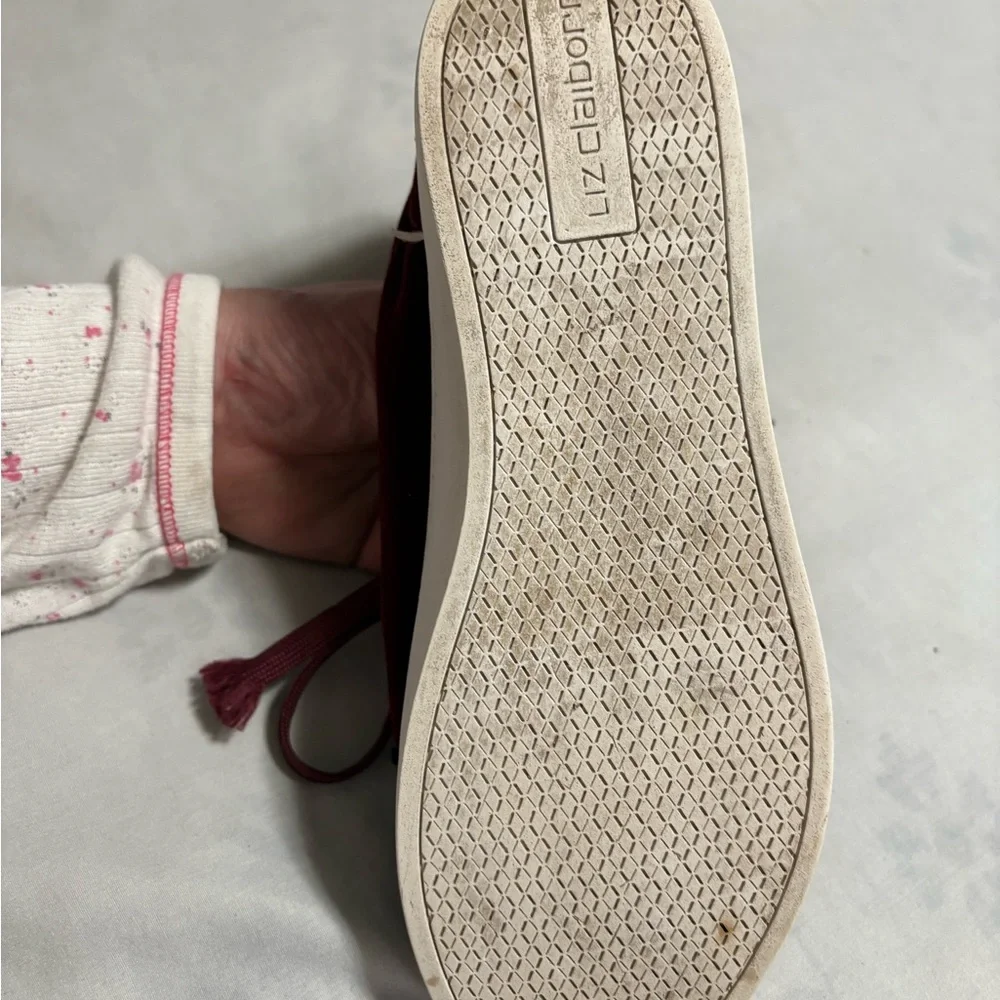 Maroon Velvet Sneakers with Logo Detail